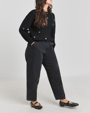 Simply Be Black Rose Embroidered Jumper