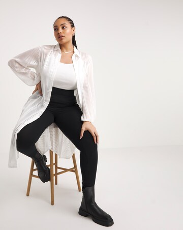 White Sheer Longline Striped Shirt