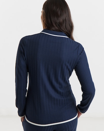 Button Front Collared Long Sleeve Top