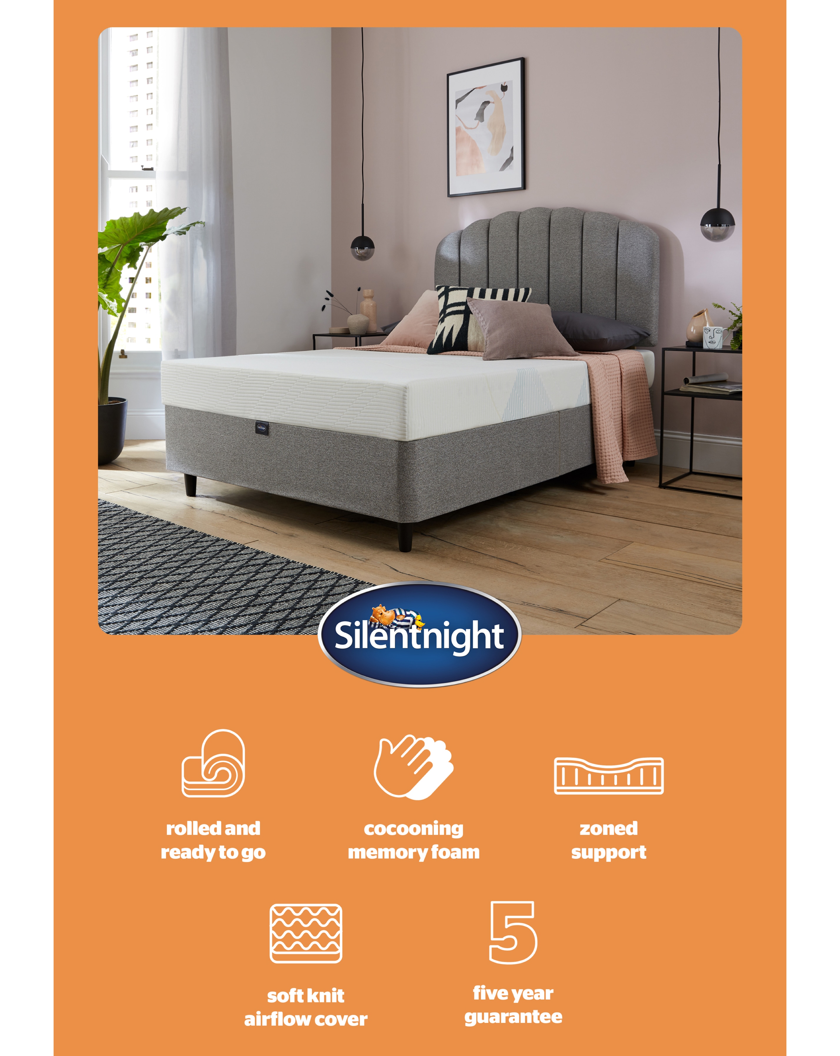 Silentnight 3 Zone Memory Foam Rolled Mattress - Medium | Ambrose