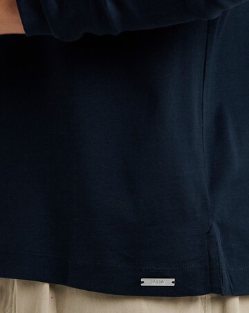 Folio Mercerised Supima Zip Long Sleeve Polo-Navy