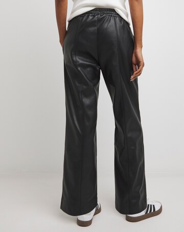 Black PU Leather Look Wide Leg Jogger