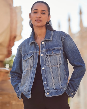 Sosandar Mid Blue Relaxed Fit Denim Jacket