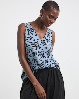 Printed V Neck Woven Vest