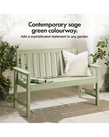 VonHaus Westport Green Wooden Garden Bench - 2 Seater