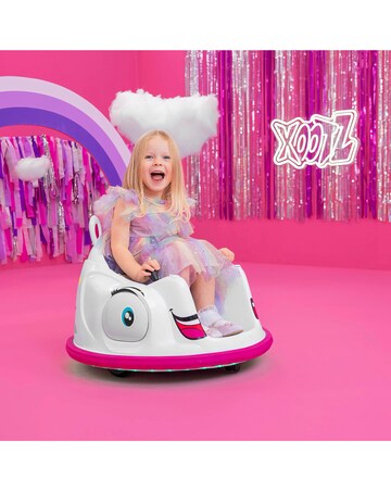 Xootz Kids Electric Unicorn Bumper Car Ride-On - White