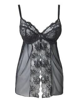 Pretty Secrets Ella Lace Babydoll Black Sparkle