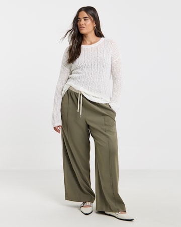 Simply Be Ivory Hole Knit Crew Neck Jumper