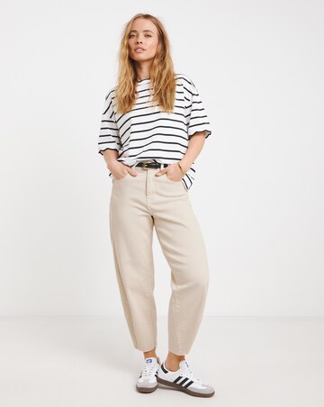 Ecru Cropped Barrel Jeans
