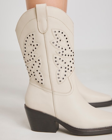 Daytona Punch Detail Leather Western Boots Extra Wide EEE Fit Standard Calf