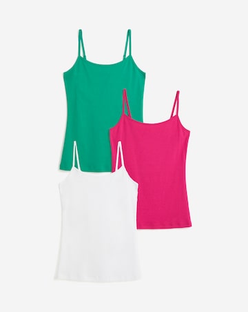 Pure Cotton Green, Pink, White 3 Pack Cami Vest