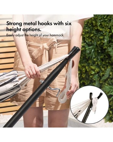 VonHaus Ibiza 2 Person Cotton Hammock with Steel Stand