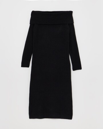 Black Bardot Knitted Midaxi Dress