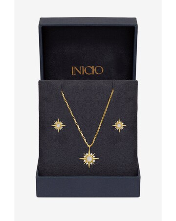 Inicio 14K Gold Plated Cubic Zirconia Star Set - Gift Box