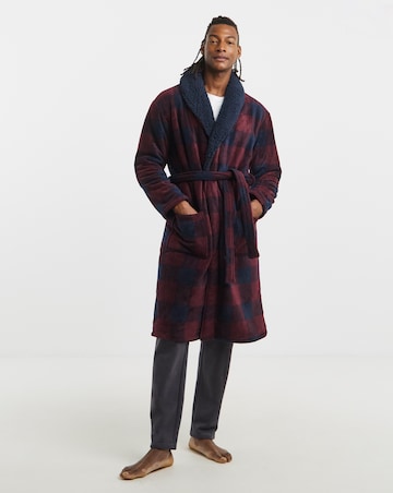 Check Bonded Fleece Dressing Gown