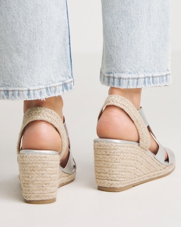 Kelly Elastic Cross Strap Wedge Espadrille Sandals Extra Wide EEE Fit