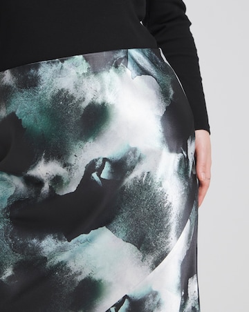 Tie Dye Stretch Satin Fluted Maxi Skirt