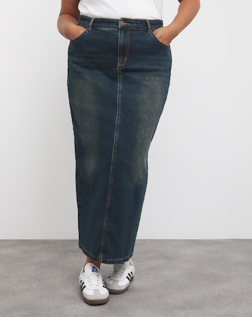 Vintage Wash Column Maxi Skirt