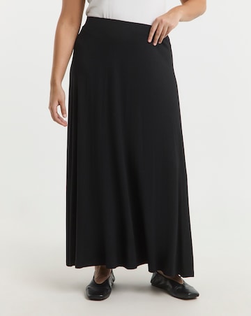 Simply Be Black Full Jersey Midaxi Skirt