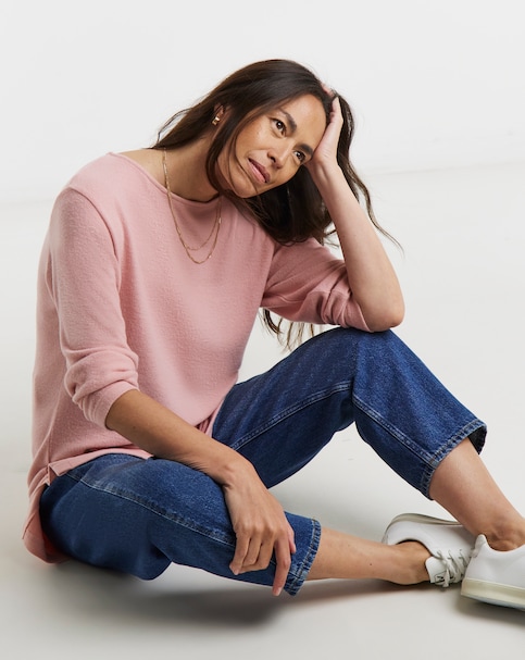 Blush Soft Touch Slash Neck Longline Top