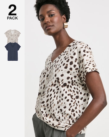 Pure Cotton 2 Pack V Neck T-Shirts