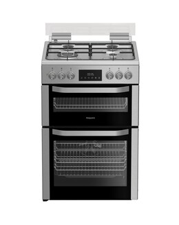 Hotpoint HDD6GDC2WX Dual Fuel Double Cooker with Glass Lid - Stainless Steel