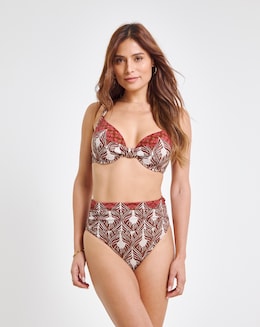 High Waist Tummy Control Ikat Print Bikini Bottoms