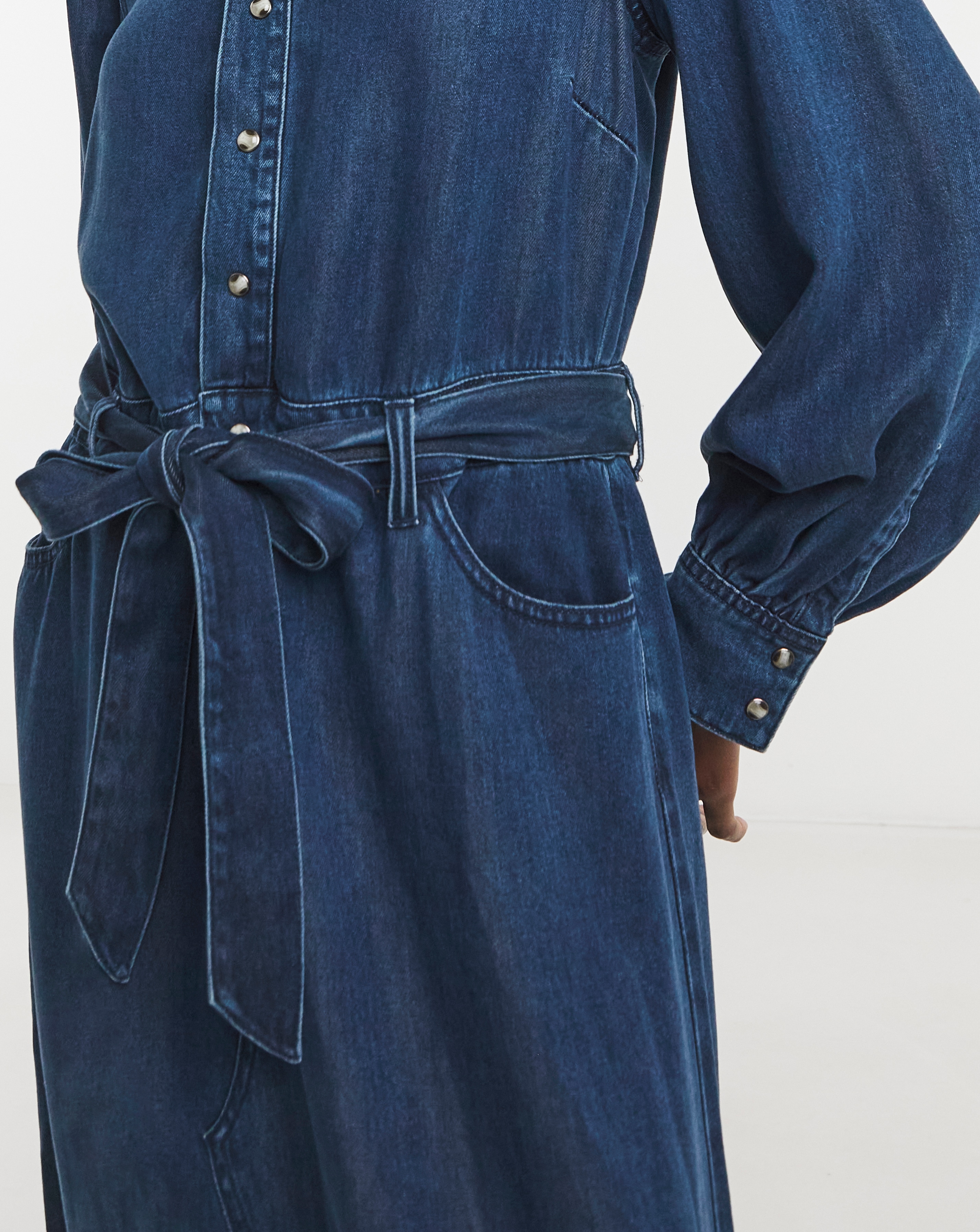 Mid Blue Lyocell Denim Midi Dress | Ambrose Wilson