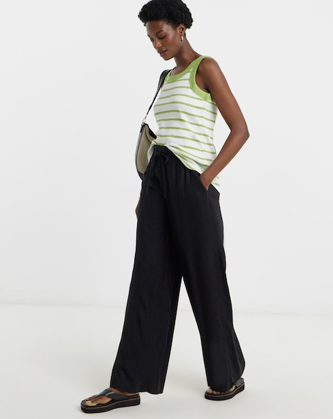 Linen Mix Wide Leg Trousers