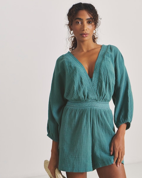 Long Sleeve Plunge Beach Playsuit