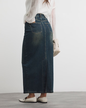 Vintage Wash Column Maxi Skirt