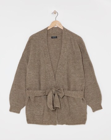 Brown Belted Volume Sleeve Cardigan