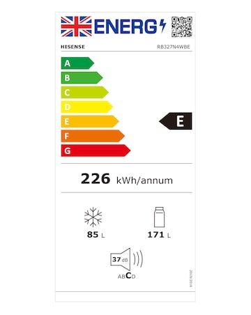 Hisense RB327N4WBE Fridge Freezer- E Rated