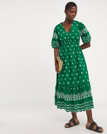 Contrast Broderie Tea Dress