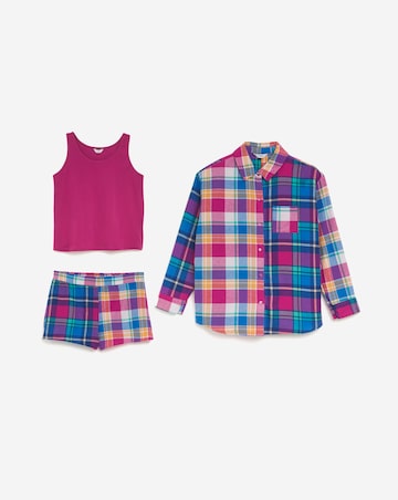 Cotton Rich 3 Piece Flannel Pyjama Shortie Set