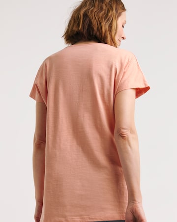 Pink Lace Trim Short Sleeve Longline Top
