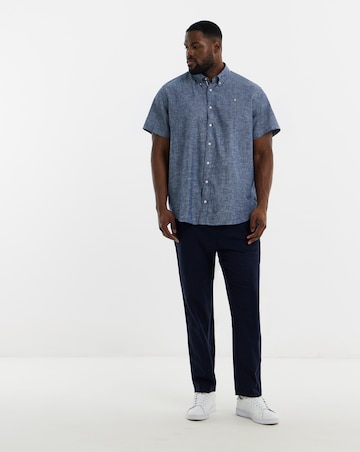 Jack & Jones Premium Summer Linen Blend Shield Shirt - Denim Blue