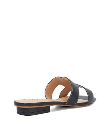 Dune Loupe Black Leather Sandals - Wide Fit (E)