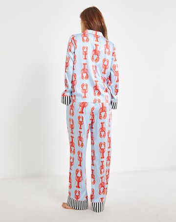 Chelsea Peers Woven Satin Lobster Stripe Pyjama Set
