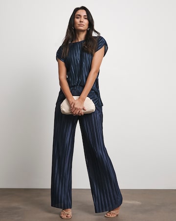 Joanna Hope Metallic Plisse Wide Leg Trousers