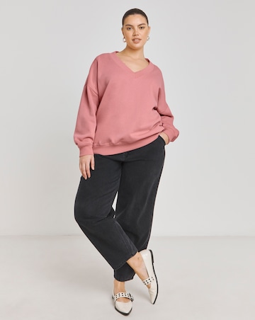 Blush Pink Deep V Neck Sweatshirt