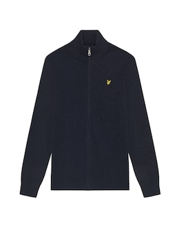Lyle &amp; Scott Lambswool Blend Zip Through Cardigan - Navy Marl