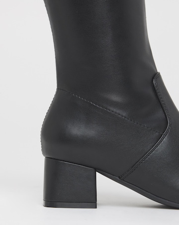 Claudia Block Heel Knee Boots - Extra Wide Fit (EEE) Super Curvy/Curvy Plus Calf
