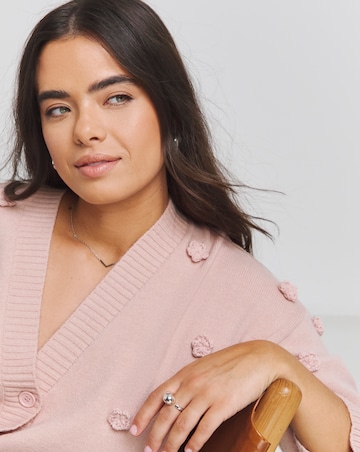 Pink Floral Applique Cardigan