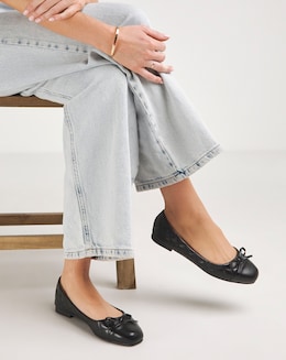 Paris Quilted Toe Cap Ballerina - Extra Wide Fit (EEE)
