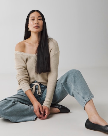 Light Blue Tie Front Wide Leg Jeans