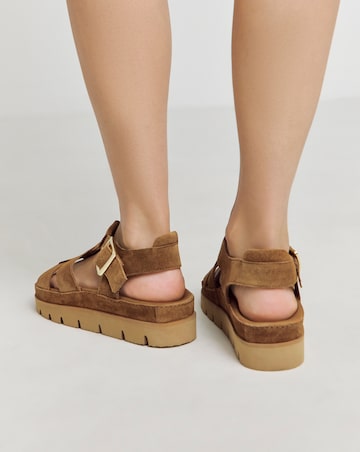 Sakura Fisherman Suede Flatform Sandals - Extra Wide Fit (EEE)