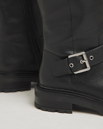 Eden Buckle Detail Knee High Boots Wide E Fit Curvy Calf
