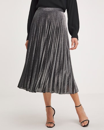 Joanna Hope Pleated Silver Glitter Skirt