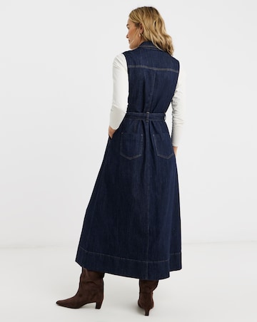 Indigo Sleeveless Pocket Front Midaxi Dress